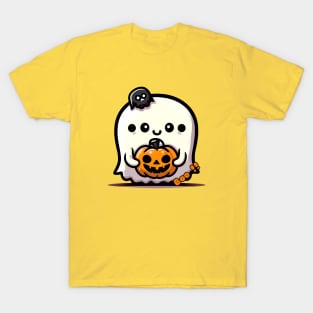 Cute Halloween Ghost with a Pumpkin T-Shirt